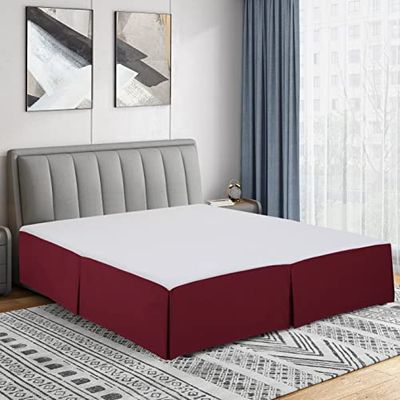 Cathay Home Double Brushed Microfiber Pleated Easy Fit Bed Skirt, Ultra Soft, Fade and Wrinkle Resistant - Burgundy, Twin