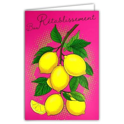69-8146 Fluorescent Card for Good Health and Warmth - With Envelope 12 x 17.5 cm - White Interior for Writing - Fluorescent Inks - Created and Made in France