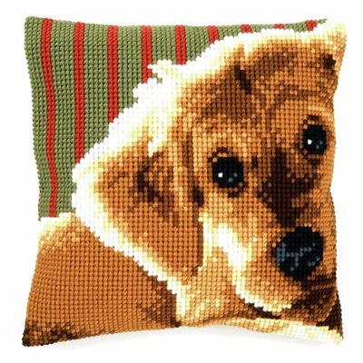 Vervaco Almofada de ponto cruz com design, algodão, écru, 32,6 x 5 x 32 cm