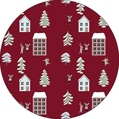 Bonateks, Tappetino per mouse rotondo con stampa digitale, base antiscivolo, per ufficio e casa, diametro: 22 cm
