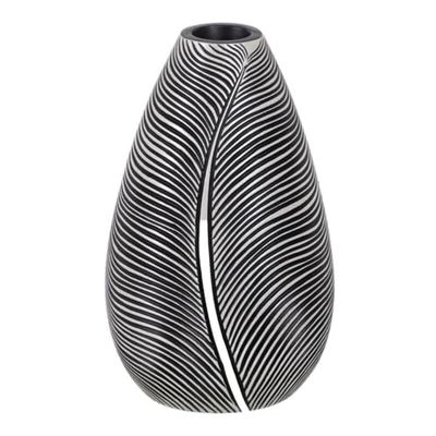 BigBuy Home Jarrón Blanco Negro Poliresina 19 x 19 x 30 cm