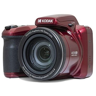 KODAK Pixpro Astro Zoom AZ405 - Cámara Digital Bridge, Zoom X40, Gran Angular de 24 mm, 20 megapíxeles, LCD 3, vídeo Full HD 1080p, OIS, Pila AA - Rojo