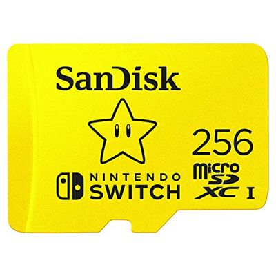 SanDisk Nintendo Micro SDXC 256 GB para Nintendo Switch consoles, até 100 MB/s edição Super Mario Star, adicione armazenamento à sua consola Nintendo Switch, UHS-I Class 10, U3