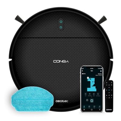 Cecotec Robot Vacuum Cleaner with Gyro Navigation Conga 999 Map Genesis 2000Pa Suction Motor, 2 Side Brushes, Mop, Autonomy 120 Mins, APP Control and Remote Control