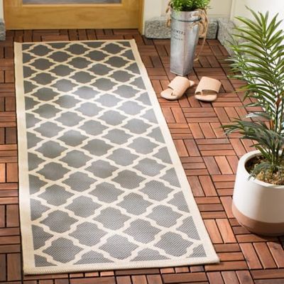 Safavieh CY6903 In- en outdoortapijt CY6903. 62 x 240 cm antraciet/beige.