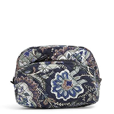 Vera Bradley Dam bomull medium kosmetisk makeup organiseringsväska, Java Navy Camo - återvunnen bomull, en storlek