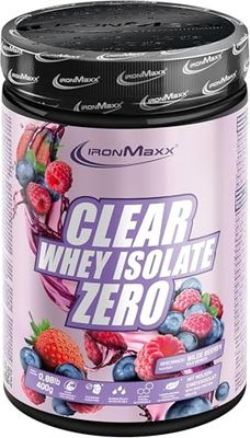 IronMaxx Clear Whey Isolate Zero - Wild Berries 400g | Protéine de lactosérum isolée sans sucre ni lactose | Boisson claire au goût fruité rafraîchissant