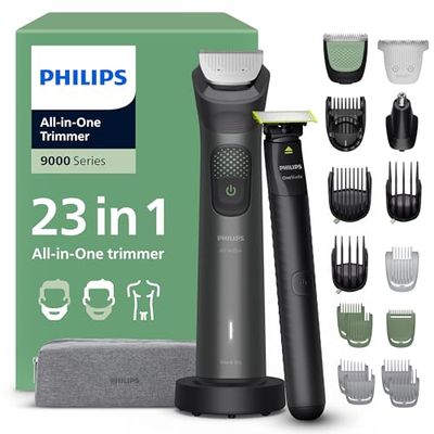 Philips Multigroom 9000 Series All-in-One 23-Piece Trimmer, Shaver & Clipper + OneBlade Trimmer for Men - All-Over Grooming Set for Face, Head & Body, 27 Length Settings (0.2-20 mm), MG9561/30