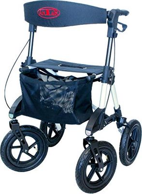Antar AT51031 Aluminium Outdoor Rollator with Pneumatic Tires for Forest and Field Paths, White