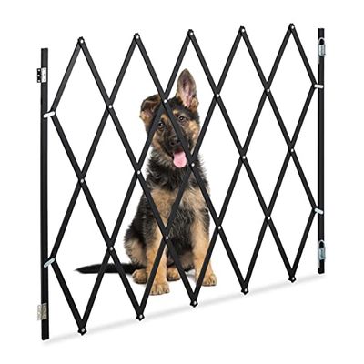 Relaxdays Safety Gate, Barrier, Width Extendable up to 130 cm, 87.5-100 cm high, Bamboo, Stair & Door Dog Guard, Black