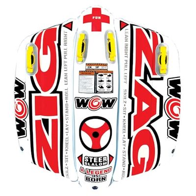 WOW World of Watersports Zig Zag Opblaasbare Towable Stuurbare Buis voor 1 of 2 Personen voor Varen, 12-1050, Veelkleurig, 152 x 137 cm