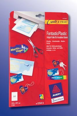 Avery Zweckform, c2547 – 4, 4 Fogli, Fantasti cplastic per krative Idee, A4