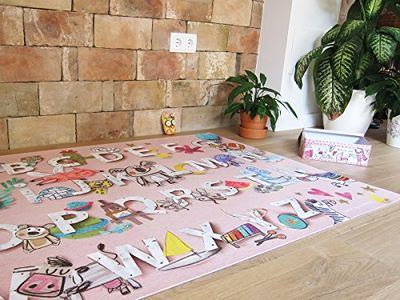 Laroom 14274 Tapete em vinil infantil, design abstrato, vinil anti-liscante, rosa, 100x133 cm