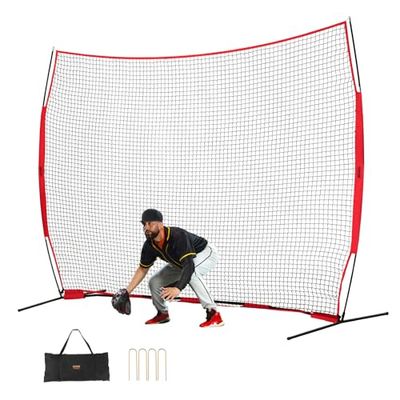 VEVOR Filet d'Entraînement de Baseball Softball 393x275 cm, Filet de Protection Pare-Ballons Portable avec Sac de Transport, Équipement d'Entraînement pour Receveur Crosse, Football, Hockey, Jardin