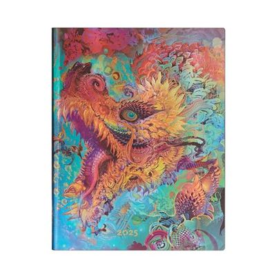 Kalendarz Paperblanks 2025 Humming Dragon Ultra Dzienny Flexi: jeden dzień na stronie, zamykany na gumkę, Papier 80 GSM