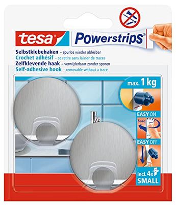 tesa Powerstrips Hooks S metal round, klein, Metaal