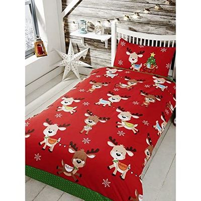 Rapport Rudolph and Friends Junior småbarn påslakanset barn julsängkläder, polybomull, röd