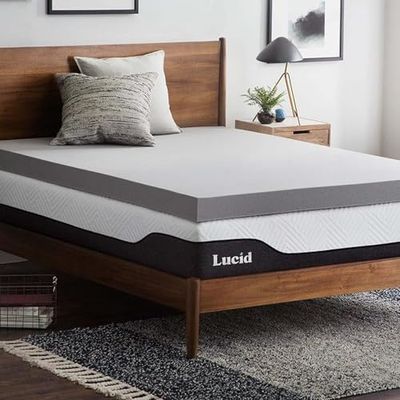 Lucid Madrassöverdrag av minnesskum med allergivänligt bambukol, 10 cm tjockt madrassdyna, 120 x 200