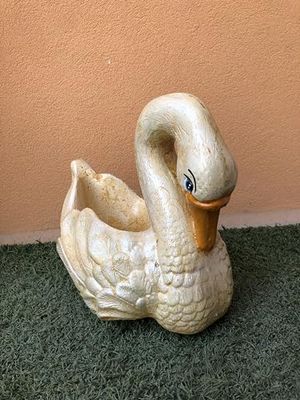 Statua cigno porta vaso dipinto a mano - per arredo interno o esterno - colore bianco o antichizzato giallo o grigio - cm 40x34h (giallo)