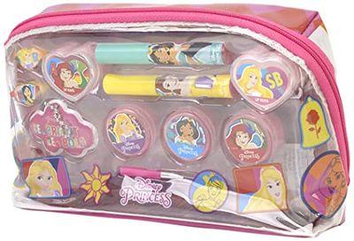 Lip Smacker Essentiële Prinses Make-up Tas, Meisjes Make-up Set, Disney Prinses Make-up & Beauty Set voor Meisjes in Beautycase, Make-up Kit & Leuke Accessoires, Speelgoed en Cadeau voor Kinderen