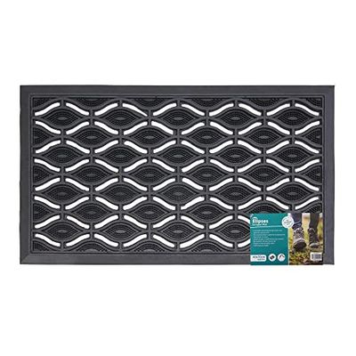 JVL Tapete de borracha para porta de chão com design de elipse (40 x 70 cm), preto