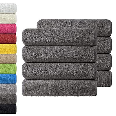 NatureMark Lot de 8 Serviettes de Toilette en Tissu éponge, 100% Coton, 50 x 100 cm, Anthracite Gris