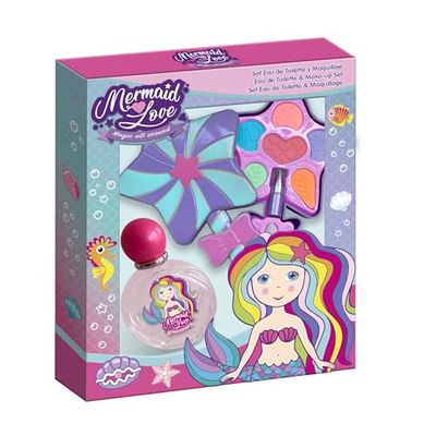 Mermaid Love Star Shaped Make-Up Set for Little Princesses - Set Includes EDT Perfume Spray (20ml), Eye Shadows, Blusher and 1 Lipstick