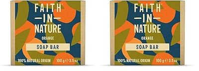 Faith In Nature Natural Orange Hand Soap Bar, Detoxifying, Vegan and Cruelty Free, No SLS or Parabens, 100 g (Pack of 2)