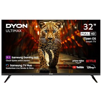 DYON ULTIMAX 32F-TI - Full HD 32 inch (80 cm) tv (1080p, Smart TV, Tizen OS, Triple Tuner (DVB-C/-S2/-T2), Samsung Smart & Gaming Hub, Prime Video, Netflix, Disney +) [2025]