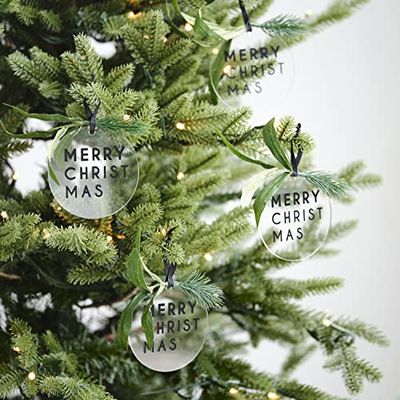 Ginger Ray Kerstboom Acryl Hedendaags Zwart met Gebladerte Boom Decoraties Pack van 4 BWC-101 8.5cm