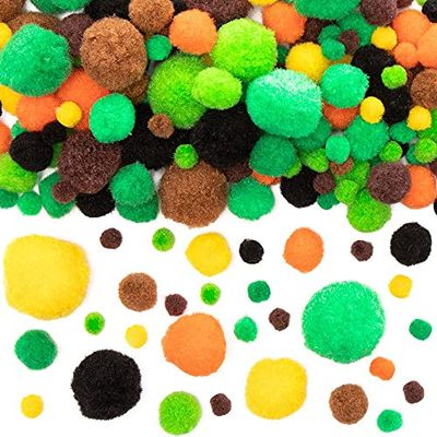 Baker Ross AX997 Jungle Pom Pom Craft Set - Pack of 256, Card Making Supplies, Arts and Crafts Accessories, Embellishments for Crafting