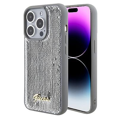 CG Mobile Guess Sequin Script Case met Guess Metal Logo voor iPhone 15 Promax - Zilver