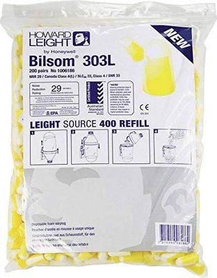 Bouchons d'oreille Bizzico 33 dB, Mousse Jaune, Réutilisables, Protection Auditive, 200 Paires