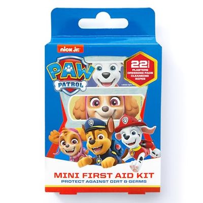 Paw Patrol Apósitos para crianças | x22 | 6 toalhetes de limpeza de feridas com solução de salina, sem látex | hipoalergénico | prova de lavagem
