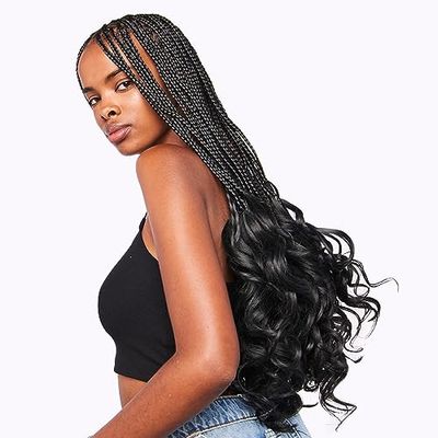 Ruka Hair Braid-It: French Curl, NEW Itch-Free, Hypoallergenic Biodegradeable Heat-resistant Braiding Hair Extensions that act like Your Natural Hair, Bone Straight, 1B Natural Black - 24"