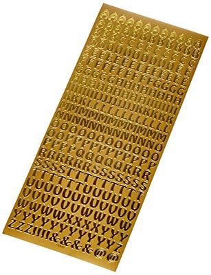 Anitas overzichtsstickers, hoofdletters, goud, voor scrapbooking, kaarten maken, kinderspel, huiswerk, kunst, ambacht, verfraaien, decoratief, papier, kaart, glas, metaal, kunststof, schuim