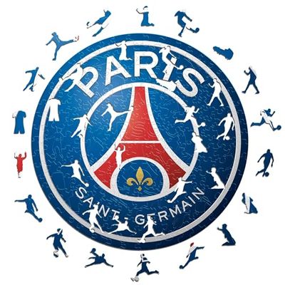 Iconic Puzzles, PSG Logotipo, Puzzle de Madera 100% Eco-Durable con liciencia Oficial, Talla L, 500 Piezas