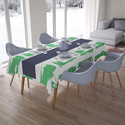 Bonamaison Kitchen Decoration, Tablecloth, Petrol Green, White, 140 x 200 Cm - Designed and Manufactured in Turkey