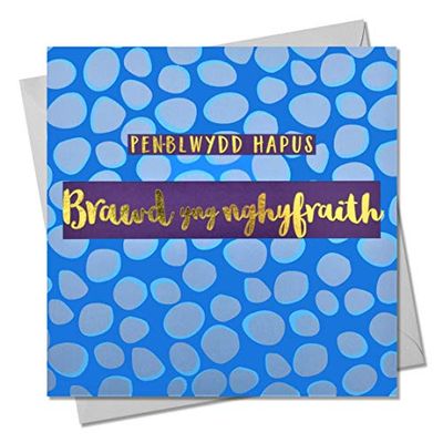 Claire Giles Greeting Cards, Welsh Happy Birthday Brother-in-Law Card, Penblwydd Hapus Brawd yng nghyfraith, Text Foiled in Shiny Gold