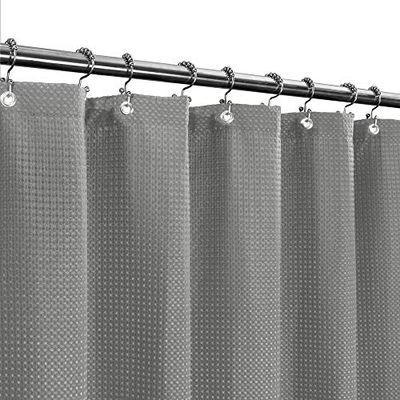 Rideau de douche court de 167,6 cm de long, tissage gaufré, spa de luxe hôtelier, 230 g/m², très résistant, imperméable, lavable en machine, rideau décoratif pour salle de bain à motif piqué gris