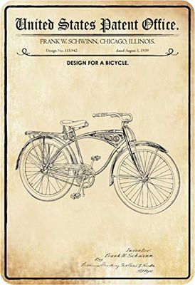 Schatzmix patent design för en cykel/tunn metallskylt dekoration plåtskylt plåtskylt, plåt, flera färger, 20 x 30 cm