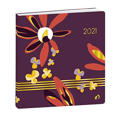 Quo Vadis Nova WEEKLY MEDIUM finition rasé vif Agenda civil Semainier 16x16cm Fleurs Jaune Année 2021
