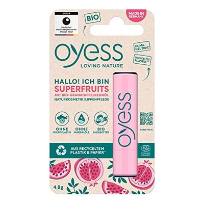 OYESS loving Nature Oyess läppvård superfrukter, vårdande läppvårdspenna för torra läppar (1 x 4,8 g)