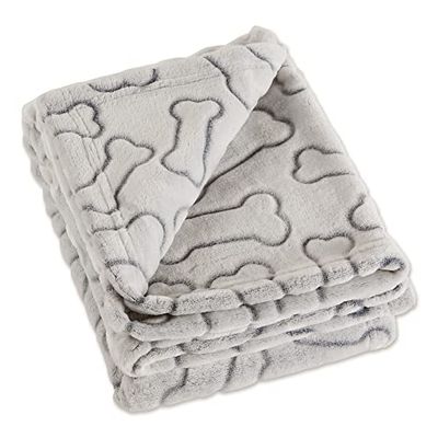 Bone Dry Embossed Bone Print Pet Blanket, 36x48, Taupe