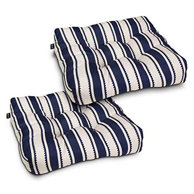 Classic Accessories 62-201-014602-2PK Lot de 2 Coussins carrés résistants à l'eau pour Chaise de Patio – 48,3 x 48,3 x 12,7 cm, Bleu Marine à Rayures Sedona