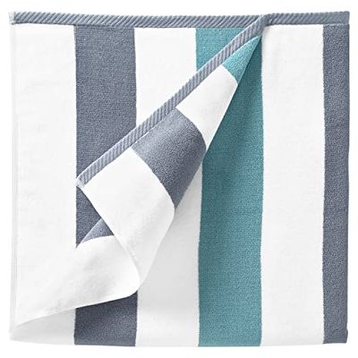 Laguna Beach Textile Co. Serviette de Plage Cabana rayée – Coton Pelucheux 630 g/m² – Gris Pierre et Vert Verre de mer