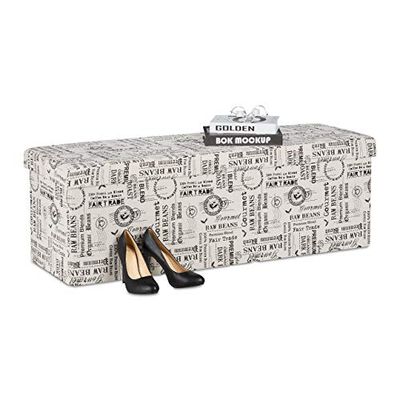 Relaxdays Storage Bench, Coffee Pattern, 130 L Capacity, H x W x D: approx. 38.5 x 114 x 37.5 cm, Multiple Colours