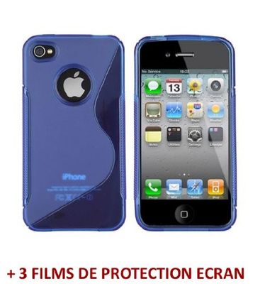 Ultraplatte zachte beschermhoes APPLE IPHONE 4S [Le S Premium] [Blauw] van MUZZANO + 3 screen protectors UltraClear + stift en microvezeldoek MUZZANO® GRATIS - De ultieme elegante en duurzame beschermhoes voor uw APPLE IPHONE 4S