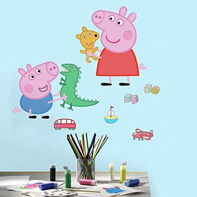 RoomMates Peppa The Pig Peppa en George Playtime Peel and Stick gigantische muurstickers
