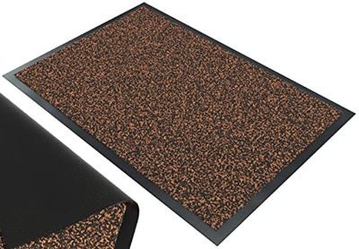 VOUNOT Door Mats for Outdoor or Indoor, Dirt trapper, Non Slip Barrier Mat Washable Welcome Doormat Entrance Rug, Brown-Black, 60x90cm